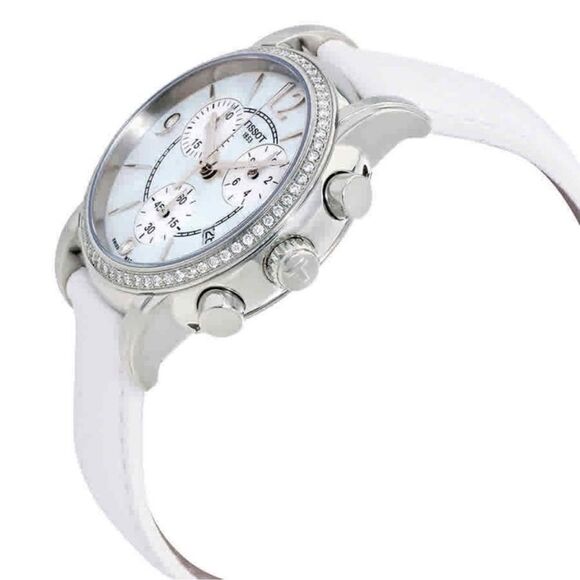 Tissot Women's Dressport Diamond Synthetic Leather Watch, 35mm, White Pearl, NWT - Picture 4 of 16